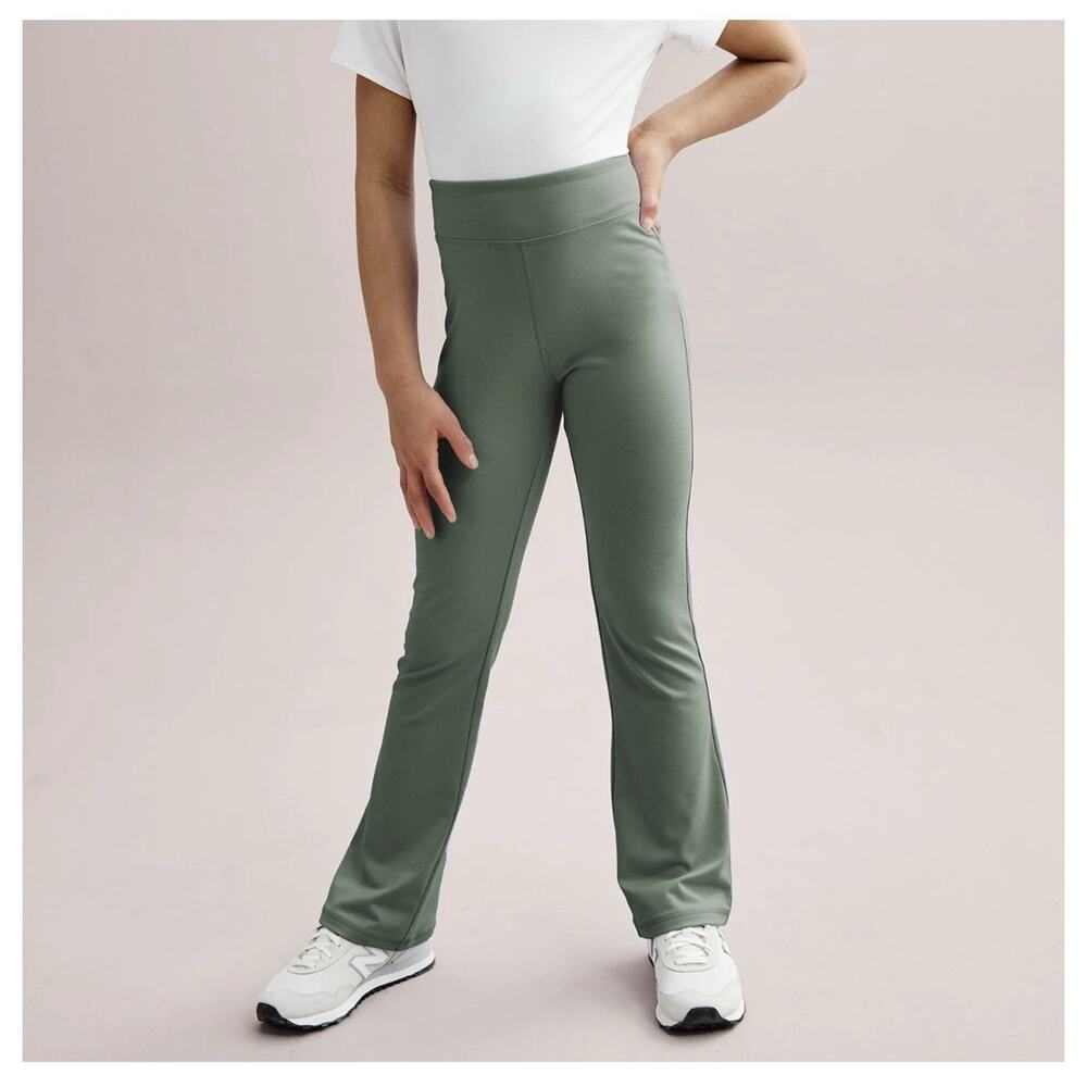 Tek Gear Elastic Stone Green High Rise Full Length Flare Leggings Size L 10/12